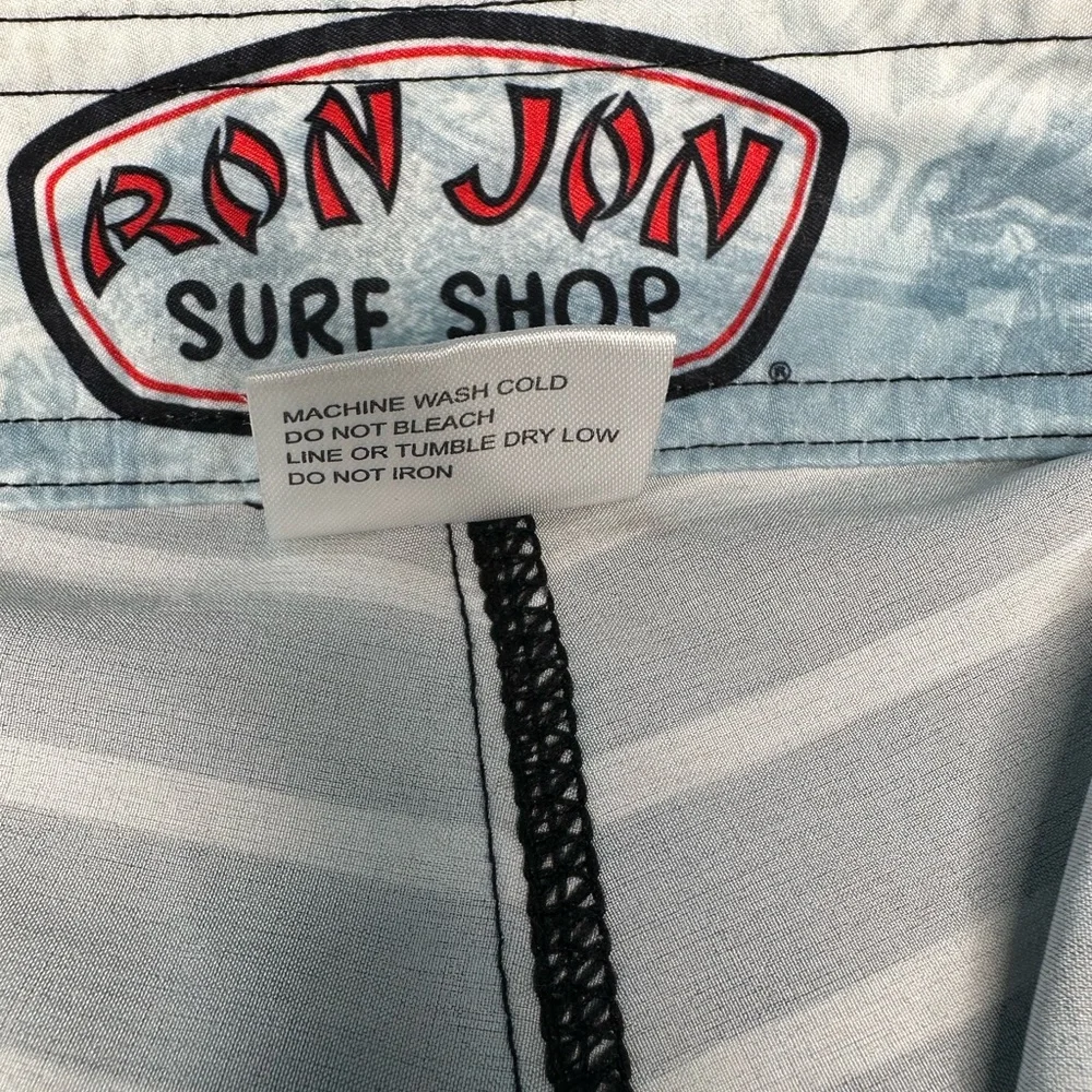 Ron Jon Surf Shop Men’s Boardshorts 30 – Blue Yellow‎ Striped Surf Swim Trunks